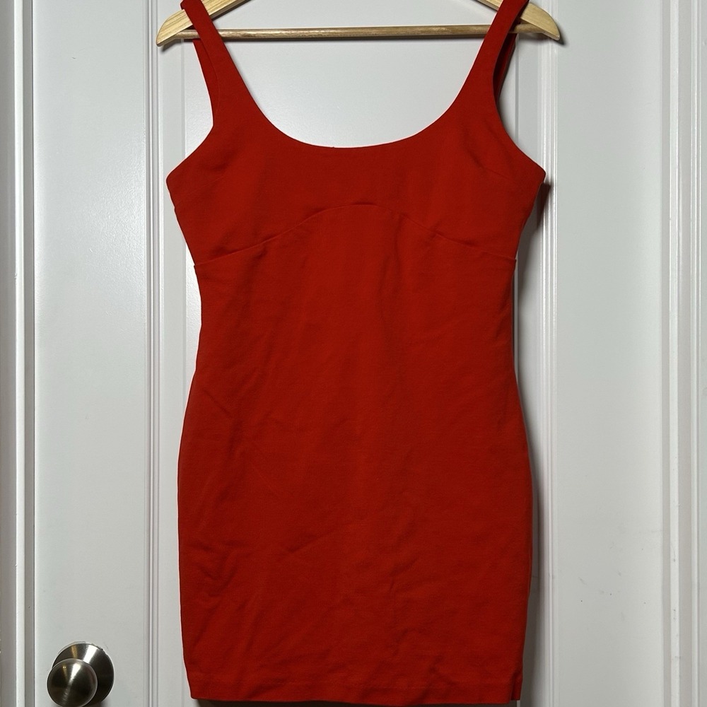 Socialite Red Scoop Neck Stretch Bodycon Mini Dress Bold Sleek Party Ready Style